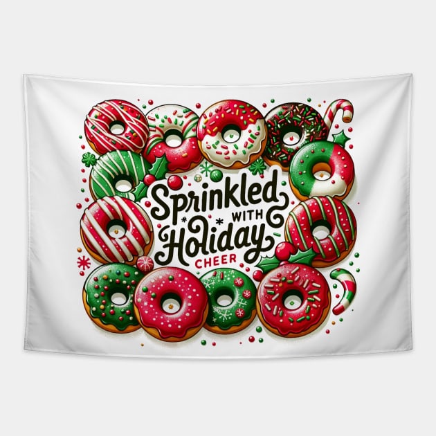 Sprinkled Holiday Cheer Christmas Donuts Baking Tapestry by TheCloakedOak