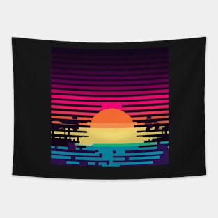 Pixelated sunset Tapestry