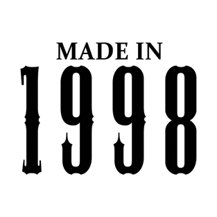 Made in 1998 year | Simple Black T-Shirt