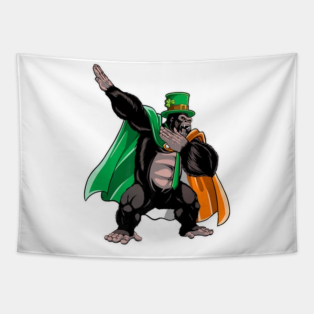 Dabbing Gorilla St Patricks Day Men Leprechaun Irish Tapestry by Macy XenomorphQueen