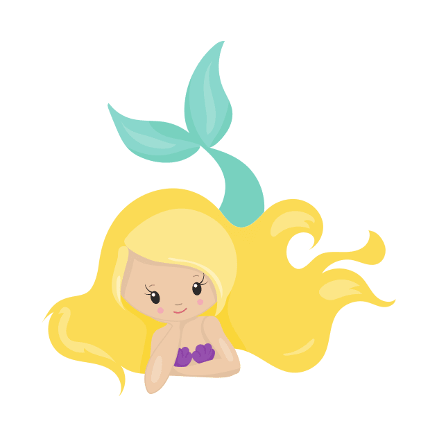 Cute Mermaid, Little Mermaid, Blonde Hair, Shell by Jelena Dunčević