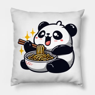 Panda Eating Ramen Pillow