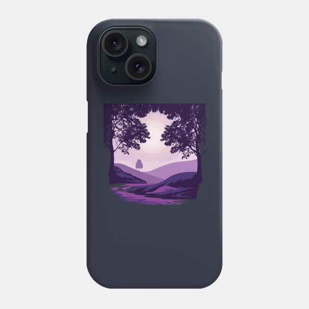 hills tree silhouette Phone Case by Mako Design 