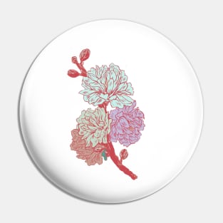 Pink Peonies Flower Pin