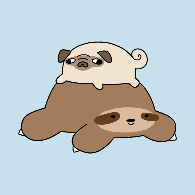 Little Pug and Sloth by saradaboru