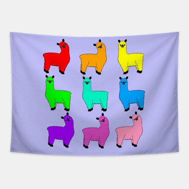 Rainbow Llamas Tapestry by MelanieJeyakkumar