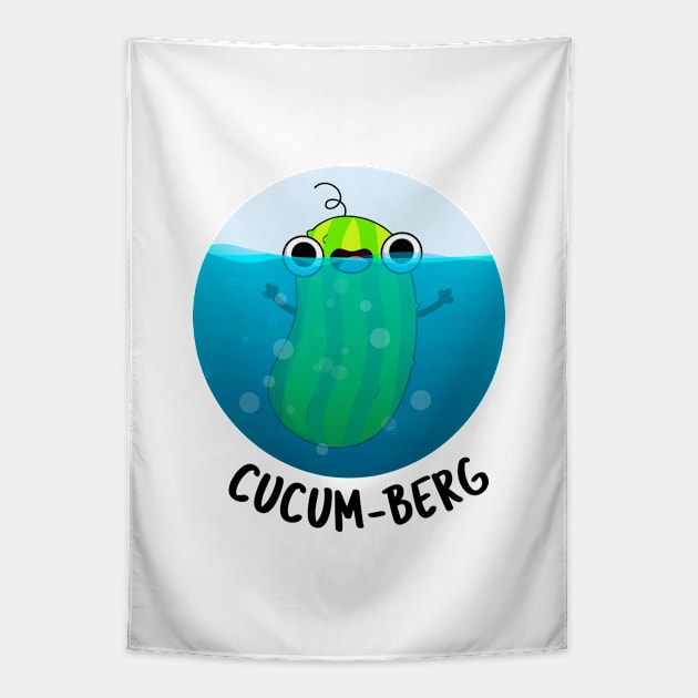 Cucum-berg Funny Cucumber Pun Tapestry by punnybone