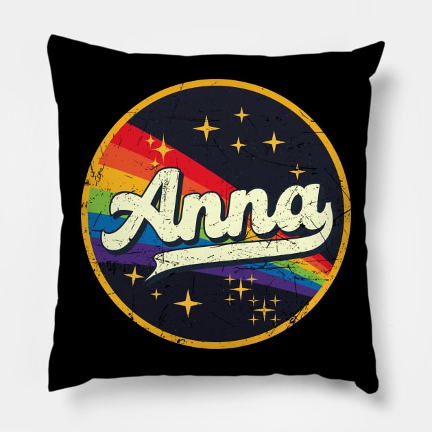 Anna // Rainbow In Space Vintage Grunge-Style Pillow by LMW Art