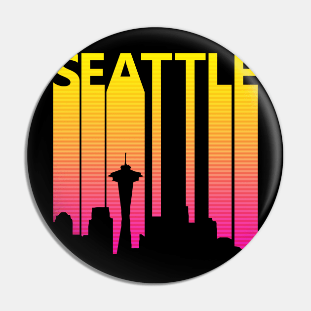 Retro 1980s Seattle Skyline Pin by GWENT