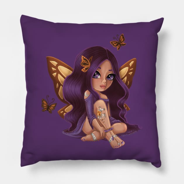 Bejeweled Butterfly Fairy Cream Pillow by thewickedmrshicks