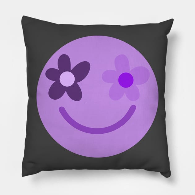 Purple Happy Face Pillow by gray-cat