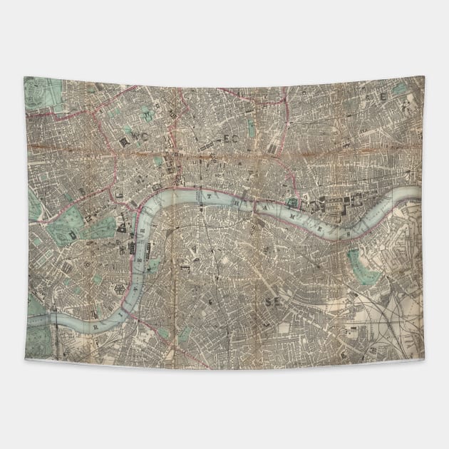 Vintage Map of London (1890) Tapestry by Bravuramedia