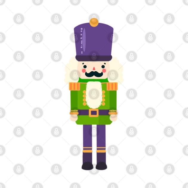 Green and Purple Christmas Nutcracker Toy Soldier Graphic Art by Star Fragment Designs