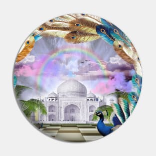Peacock and Taj Mahal With Rainbow Pin