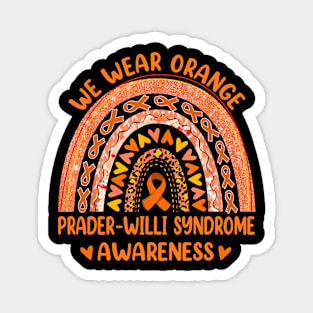 Prader-Willi Syndrome Awareness, Rainbow We Wear Orange, Orange Ribbon Magnet