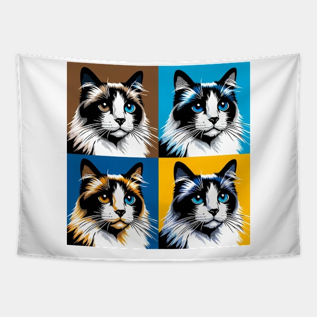 Snowshoe Pop Art - Cat Lovers Tapestry by PawPopArt