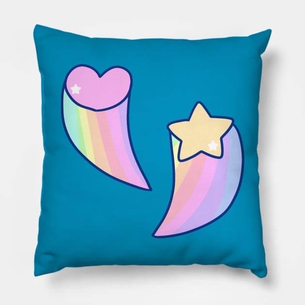 Rainbow Shooting Heart and Star Pillow by saradaboru