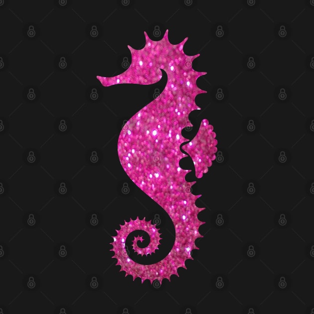 Hot Pink Faux Glitter Seahorse by Felicity-K