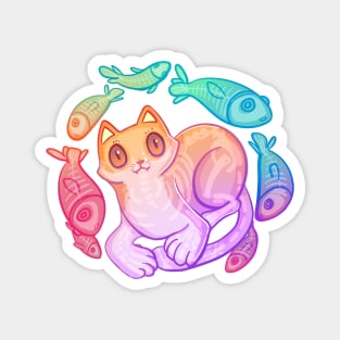 Ghost Cat and Fishes Magnet