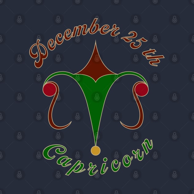 December 25th Capricorn - Xmas and Newton's birthday logo - Cream Background by kinocomart