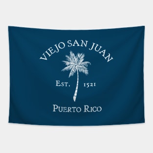 Viejo Old San Juan Puerto Rico Vintage Palm Tapestry