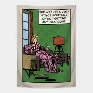 Comic Woman Gets Nothing Done Tapestry