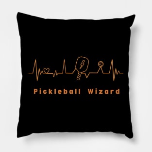 Pickleball wizard, pickleball player heartbeat paddle and ball Pillow