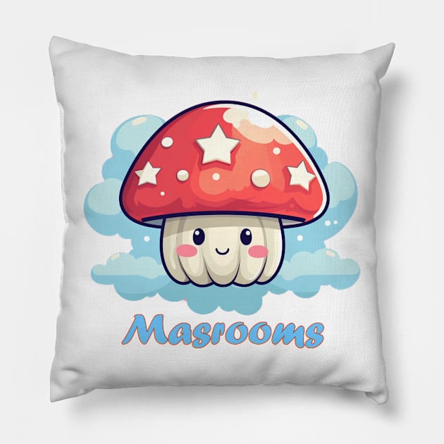 Porcini mushrooms Pillow by Printashopus