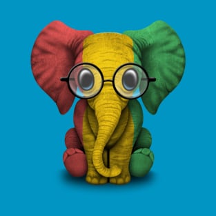 Baby Elephant with Glasses and Guinea Flag T-Shirt