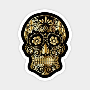 Golden Skull with Flower Eyes Magnet