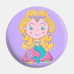 Mermaid sitting on rock Pin