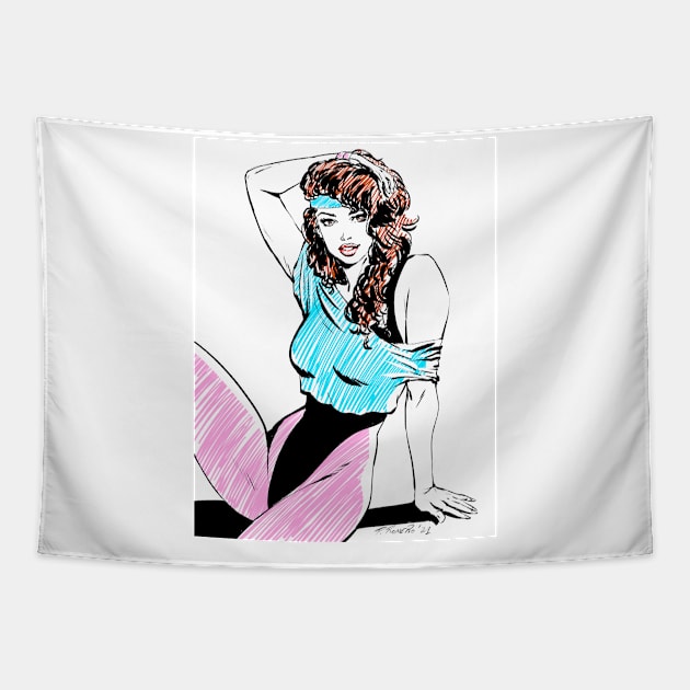 80´s Aerobics Girl Tapestry by Pablo Romero Art