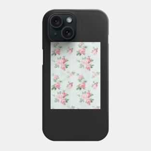 Pink and Teal Shabby Chic Vintage Roses Phone Case