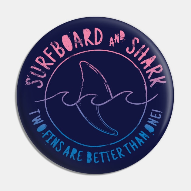 Surfboard And Shark Funny Summer Beach Pin by Fitastic