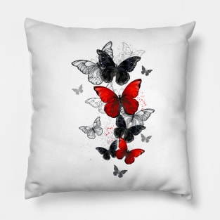 Flying Black and Red Morpho Pillow