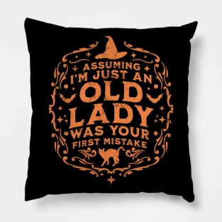 Assuming I'm Just An Old Lady Was Your First Mistake Witch Pillow