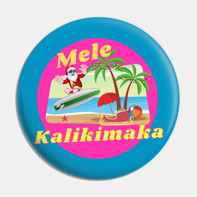 Mele Kalikimaka Hawaiian Christmas Pin by Natalie C. Designs 