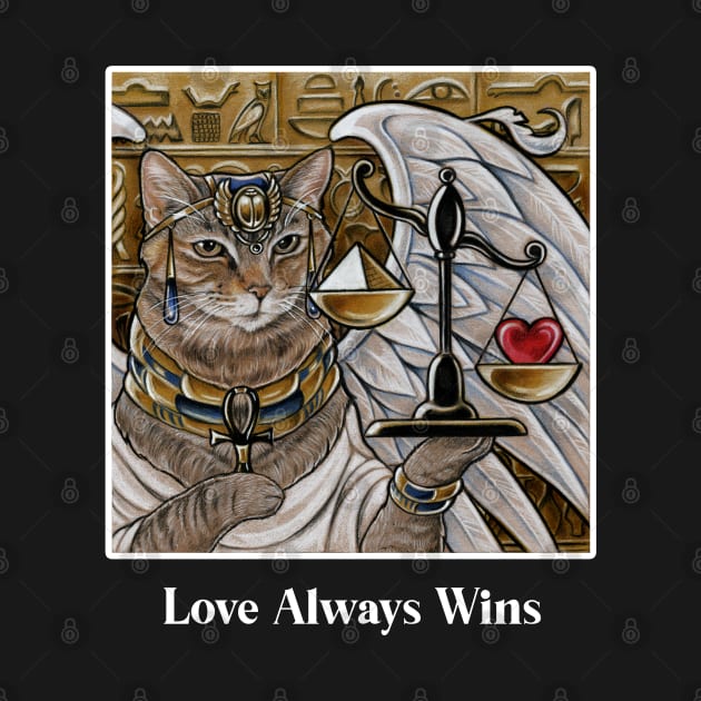 Egyptian Cat With Scale - Love Always Wins - White Outlined Version by Nat Ewert Art