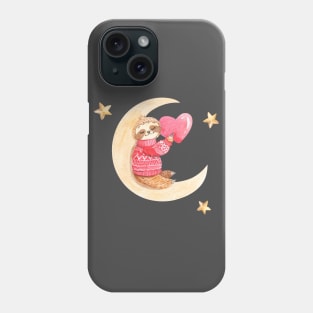 sloth on moon Phone Case