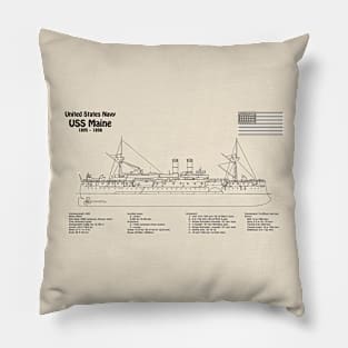 USS Maine battleship cruiser ACR-1 - SDpng Pillow