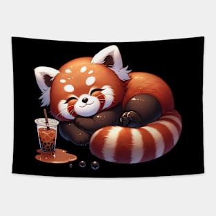 Red Panda Boba Tapestry