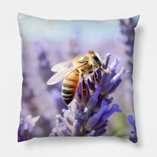 Bee Flower Nature Serene Tranquil Peace Pillow