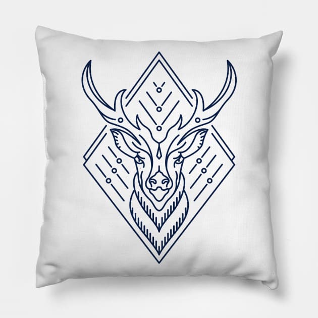 King of Deer (Deep Blue) Pillow by VEKTORKITA