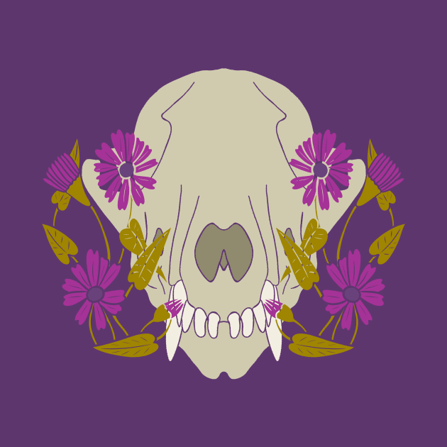 Fox Skull With Flowers by Alissa Carin