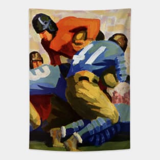 Vintage Sports, Football Players in a Game Tapestry