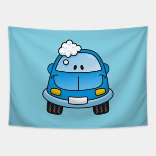 Blue Car with Bubbles Tapestry