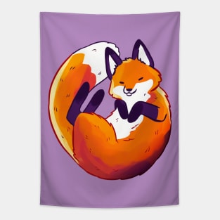 Cute sleeping fox illustration Tapestry