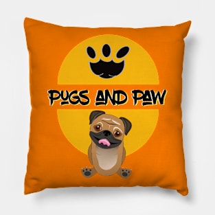 Cute pug and paw Pillow