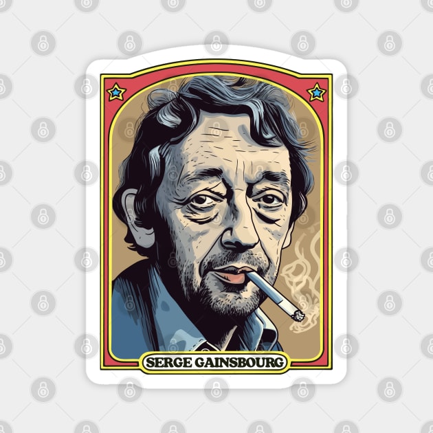 Serge Gainsbourg Retro Illustration Magnet by DankFutura