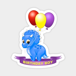 Birthday Boy Cute Blue Triceratops Dinosaur Magnet